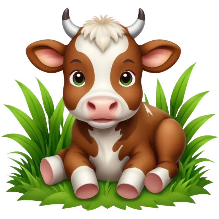 Baby cow in grass emoji