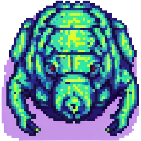tardigrade with neon glitch, fragmented, cyberpunk colors emoji