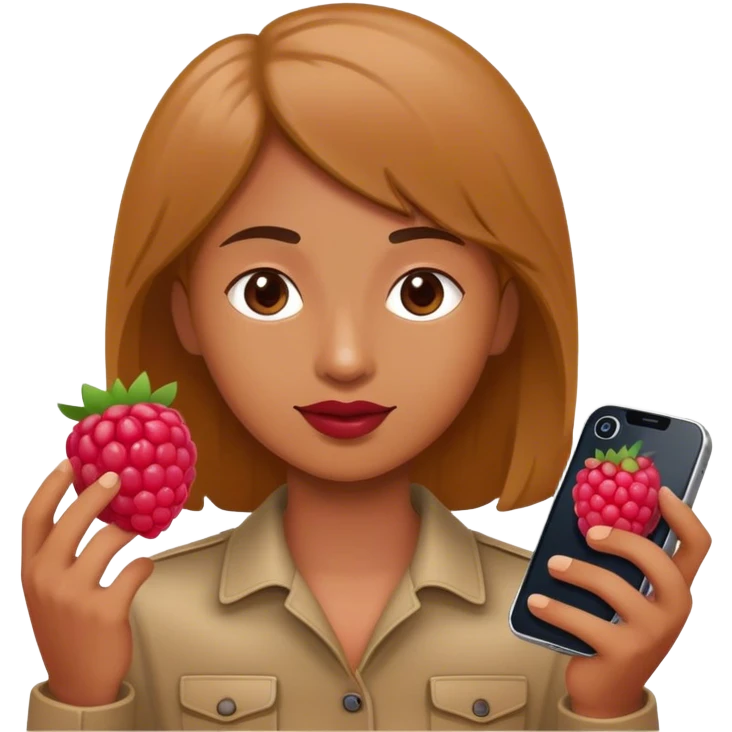 raspberry using a phone emoji