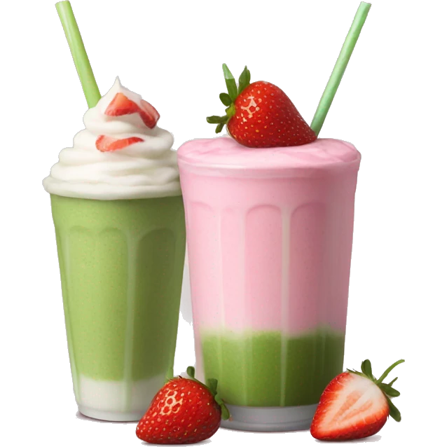 Matcha and strawberry milkshake  emoji