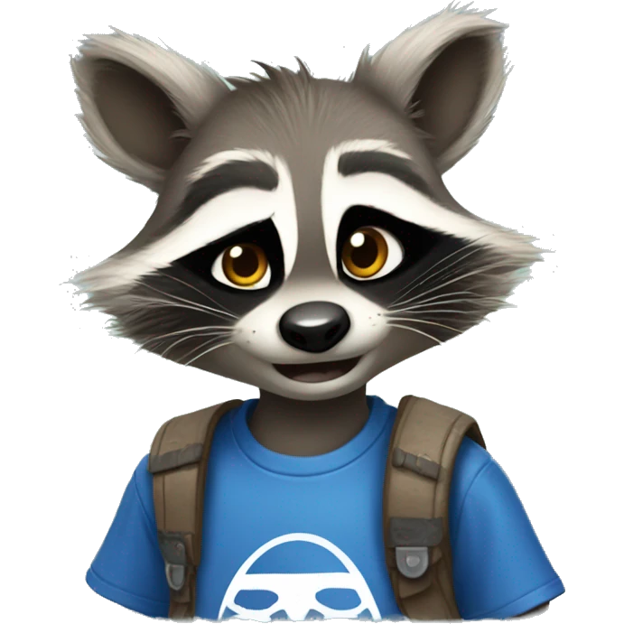 Raccoon wearing Disneyland t shirt  emoji
