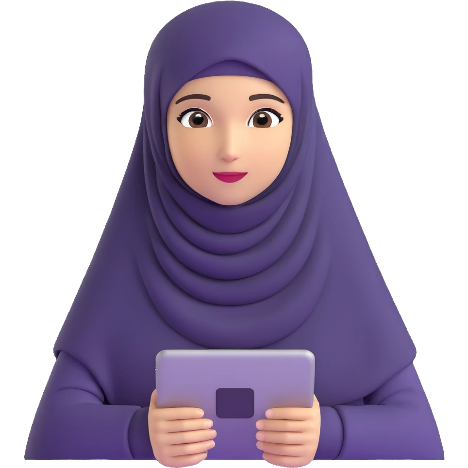 girl with hijab computer science engineer working with metaverse technology emoji