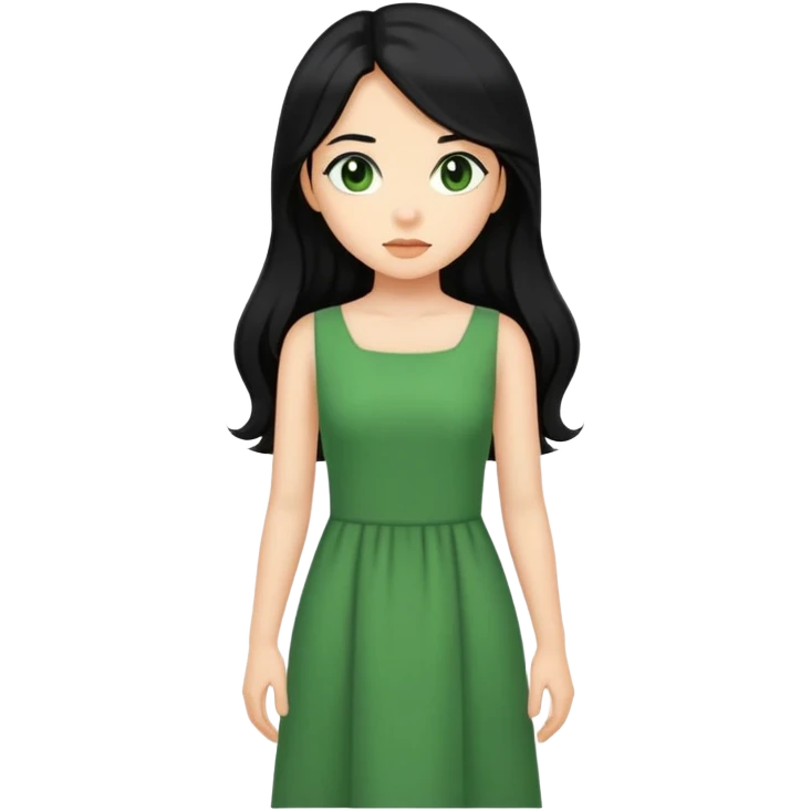 ایموجی ی دختر با لباس سبز رنگ و موهای مشکی بلند  emoji