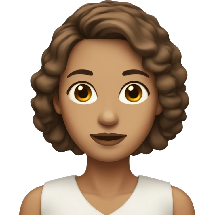 A woman with chin length brown hair with brown eyes emoji