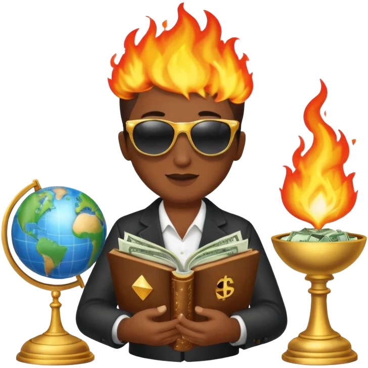 Combine these to make 1. 🌎💎📓🕶️🔥⚖️💲 emoji