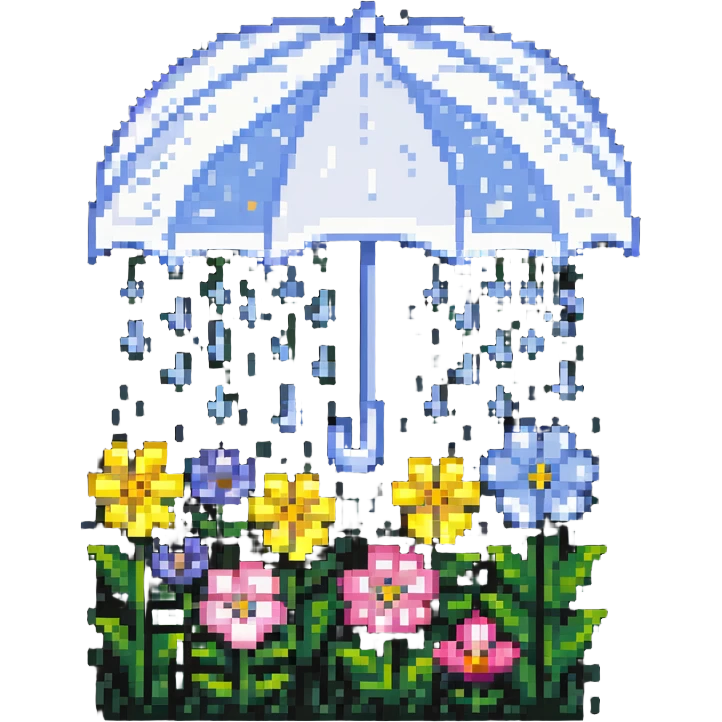 April month symbol with spring flowers and rain emoji