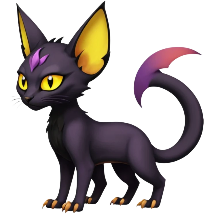 Black edgy Noivern-Noibat-Torracat-Sphynx-Lykoi-Caracal-cat-Fakemon-fusion-hybrid-creature emoji