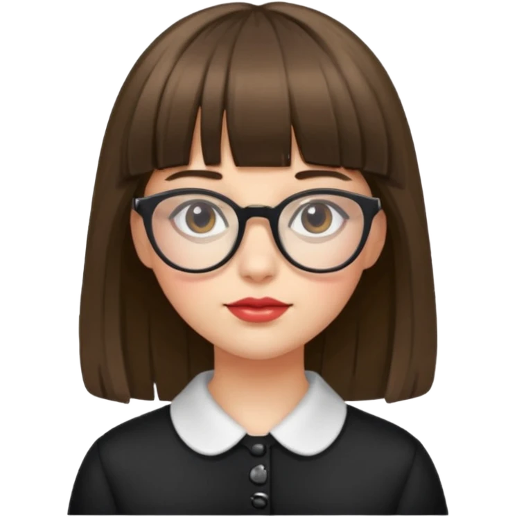 girl with bangs with glasses and accessorised emoji
