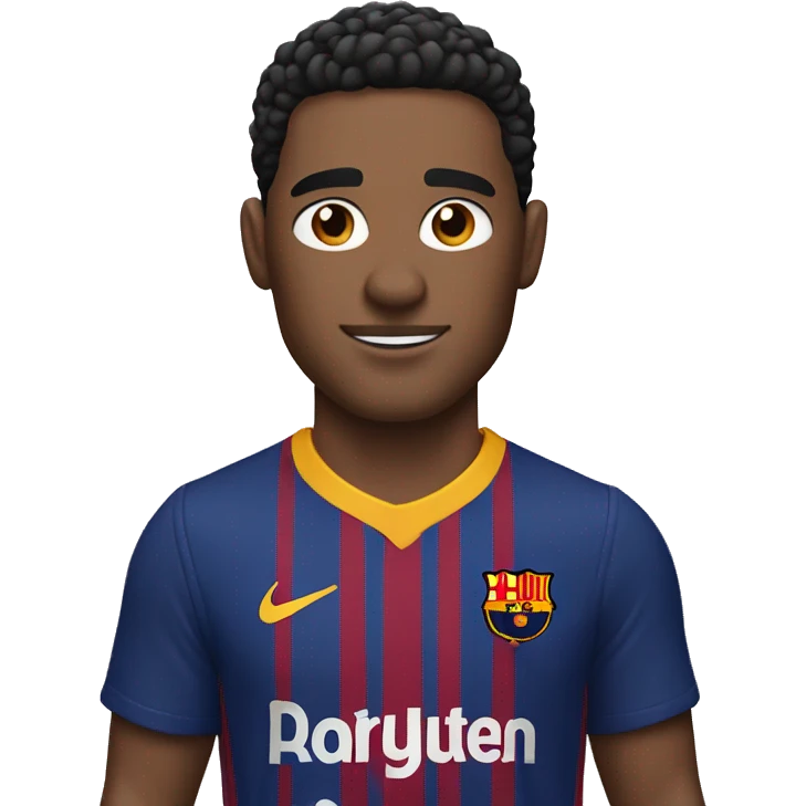man wearing a barça shirt His skin color is white  emoji