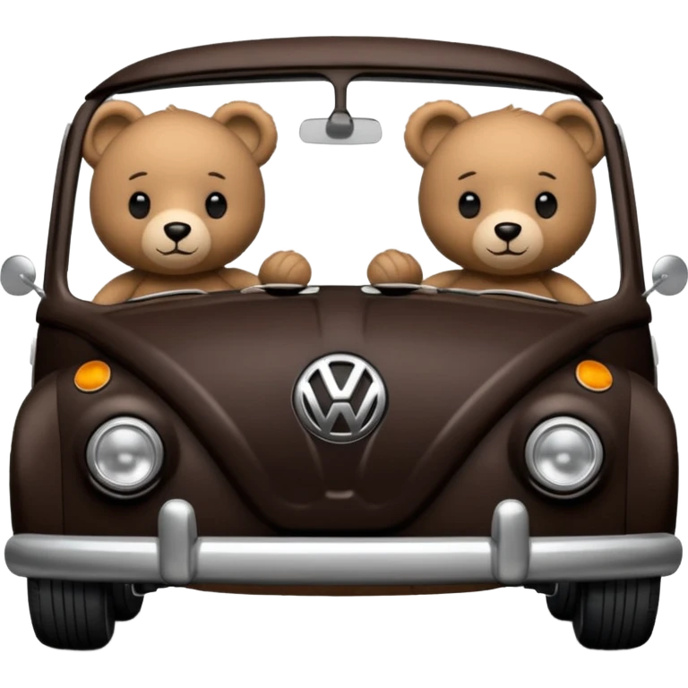 Two teddy bears in black Volkswagen  emoji