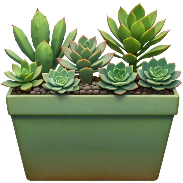 succulents overflowing from a long green planter emoji