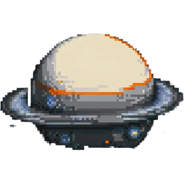 Pixel art Saturn planet in greyscale emoji