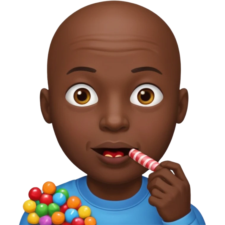 Bald black man eating lots of candy emoji