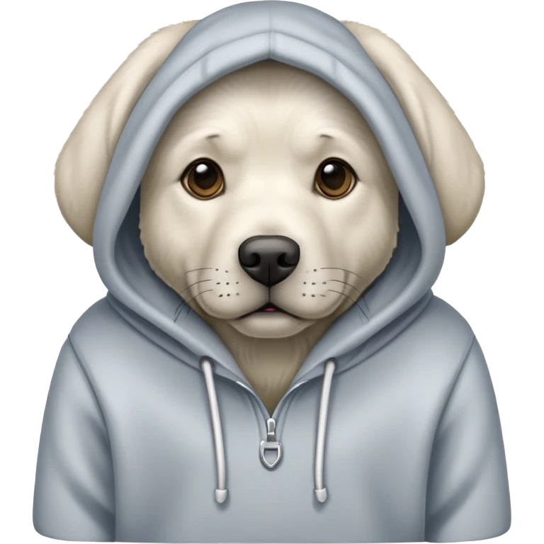 Silver Labrador wearing a hoddie emoji