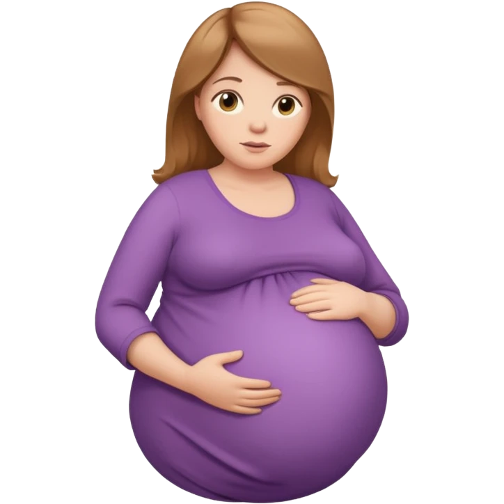 very heavily pregnant overdue woman with unnaturally very large belly emoji