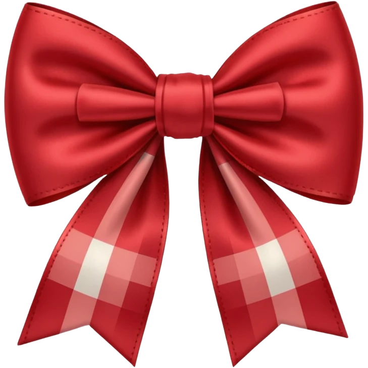 Red brown checked Bow  cute emoji