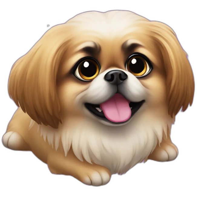 a pekingese dog is flying to space emoji