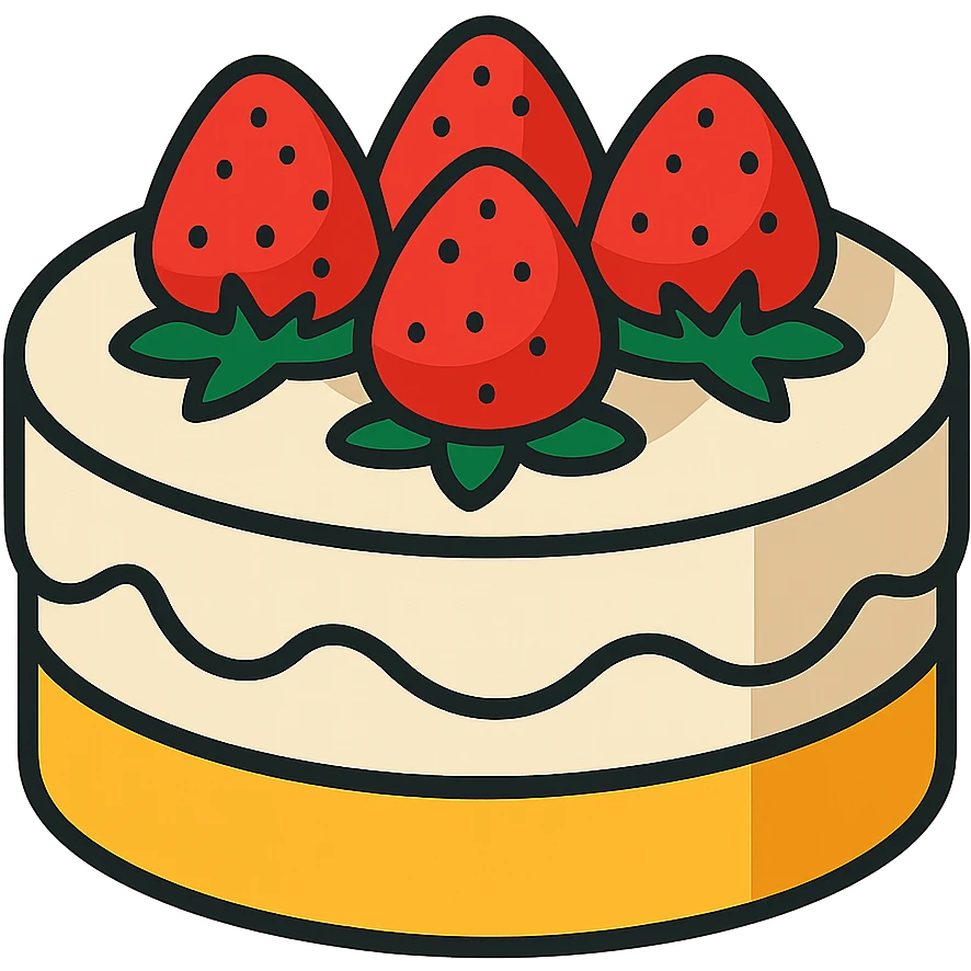white cake with strawberries on top emoji