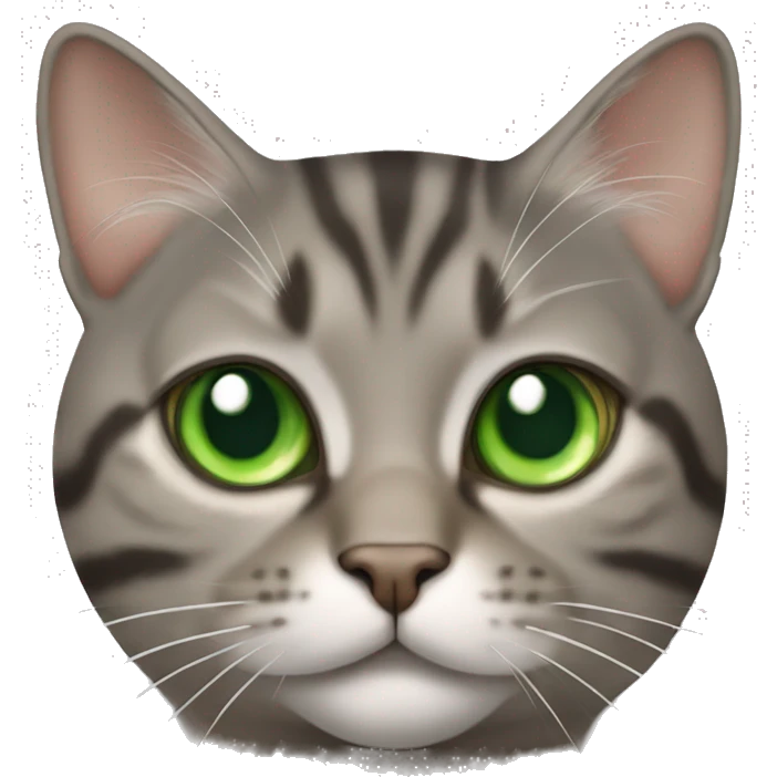 Chubby brown gray tabby cat WITH GREEN EYES emoji