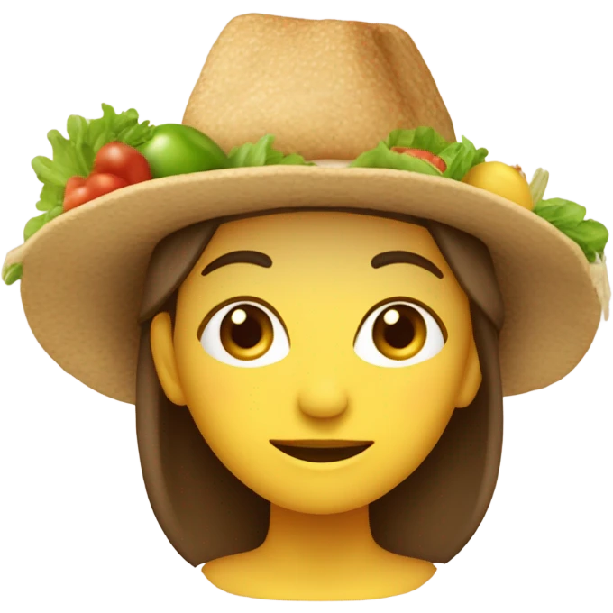 garota com chapéu de comida na cabeça emoji