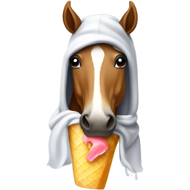 Horse wearing a hoodie and eating a popsicle  emoji