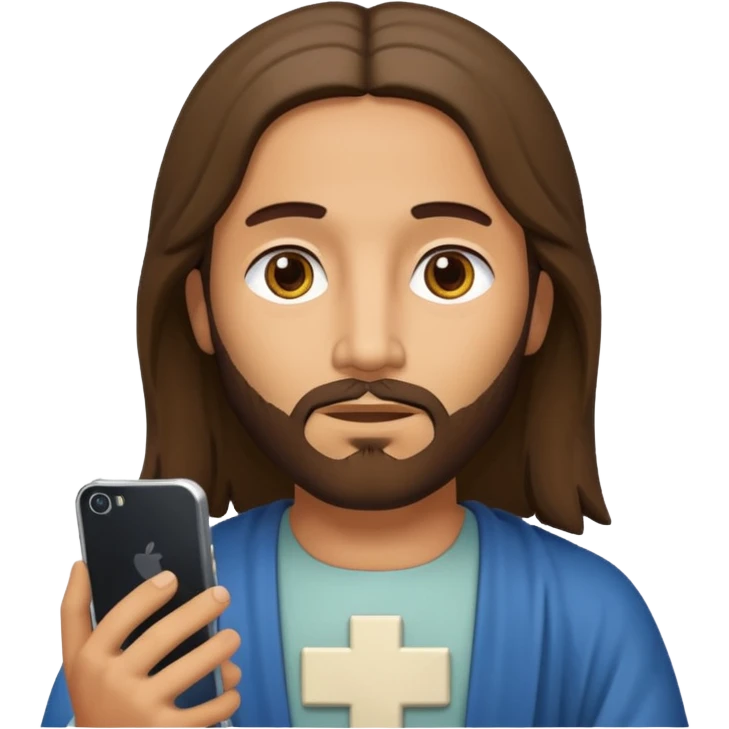 Jésus sur son téléphone emoji