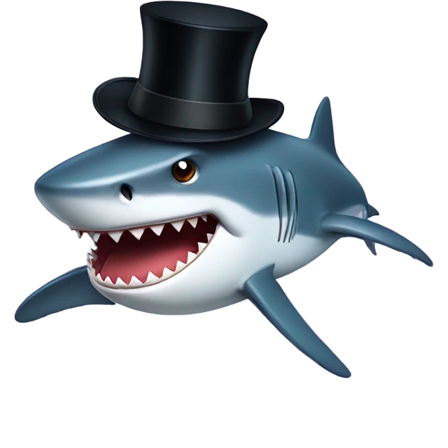 Shark with a top hat emoji