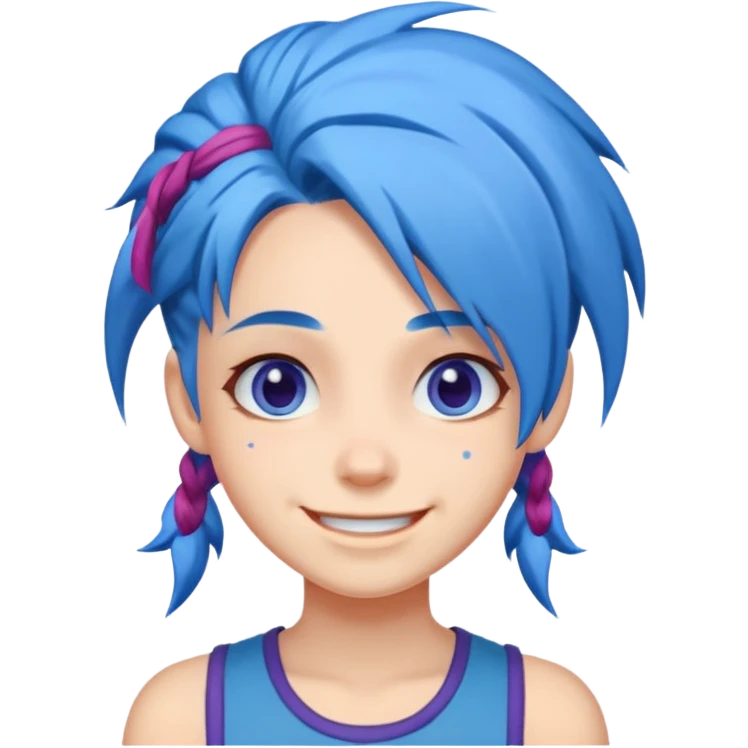 Jinx smiling at you with tricky challenging face emoji