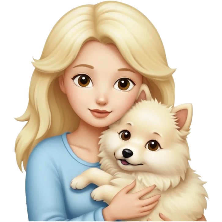 blonde hug a cream color spitz dog emoji