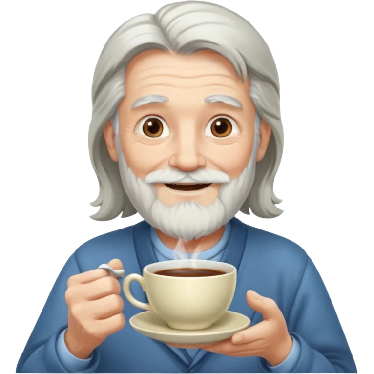 Bearded elderly with teacups long hair emoji