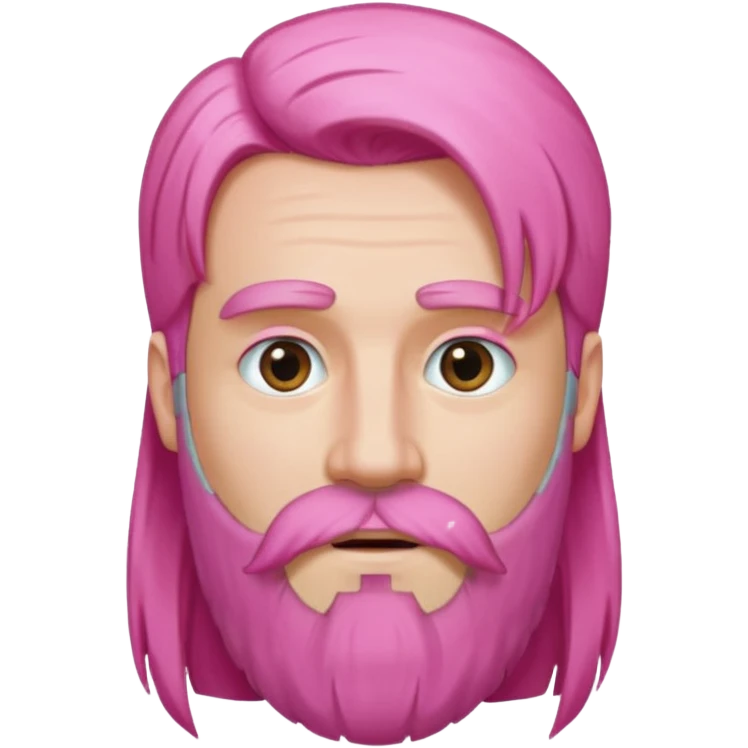 man with very long straight hair pink and beard no mustache emoji