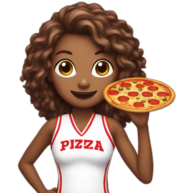 cheerleader con pizza emoji