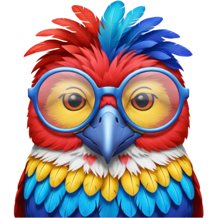cool colorful bird with glassess emoji