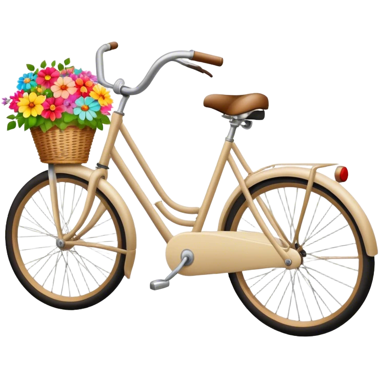 Vintage beige bike with a basket and flowers  emoji