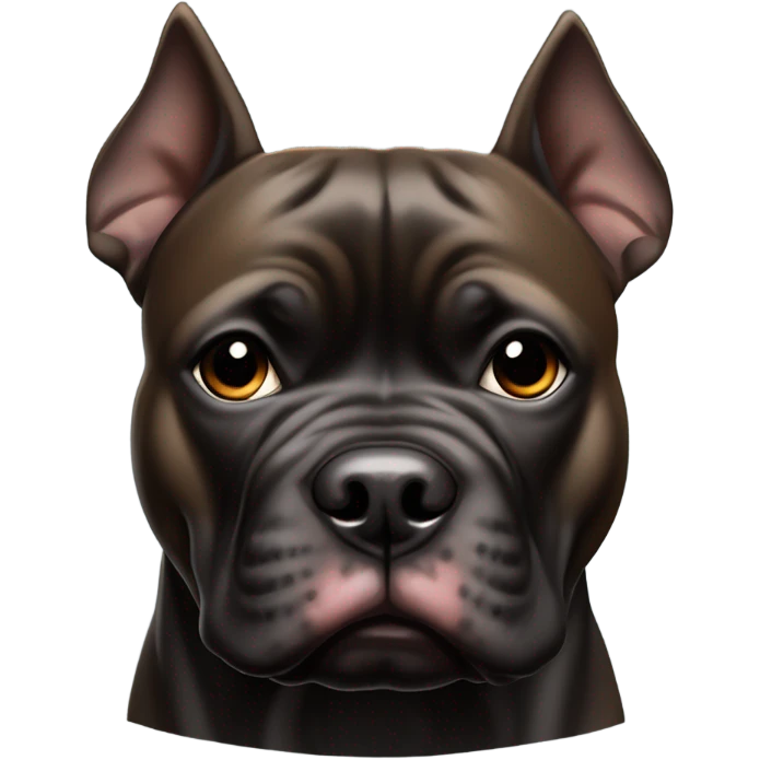 99% Black American Bully with brown eyes emoji