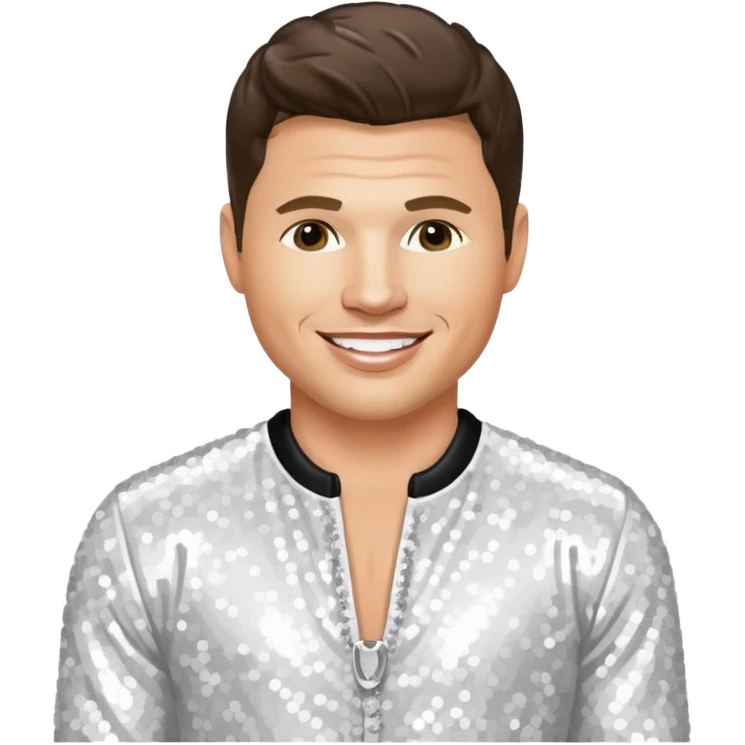 Nick Lachey from 98 Degrees with white sequin outfit emoji