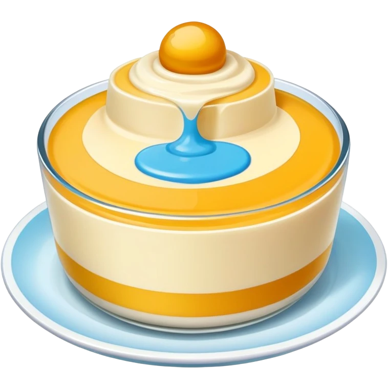 Guangdong Double Skin Milk pudding with smooth layers, simplified emoji style with bold outlines and bright colors, cartoon style famous Cantonese dessert emoji