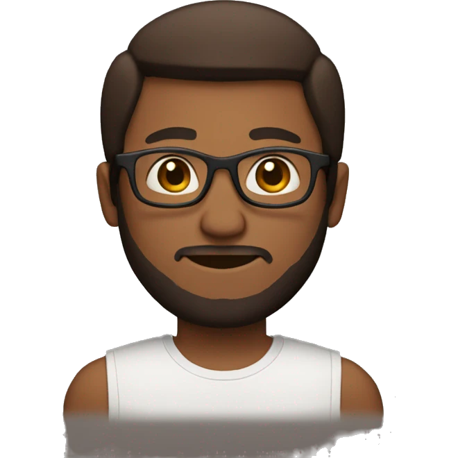  guy with straight hair and beard. Brown skin tone and glasses  emoji