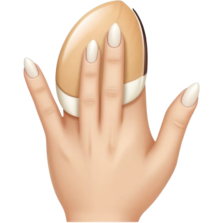 This nail length and shape but French manicure thumbs up emoji