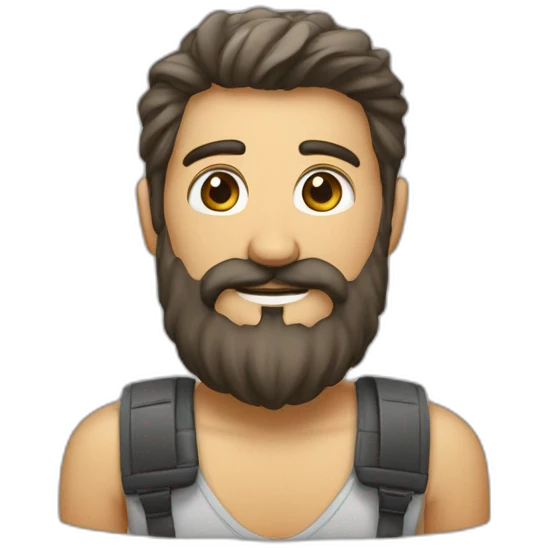 Calvo con barba y máquina de fotos emoji