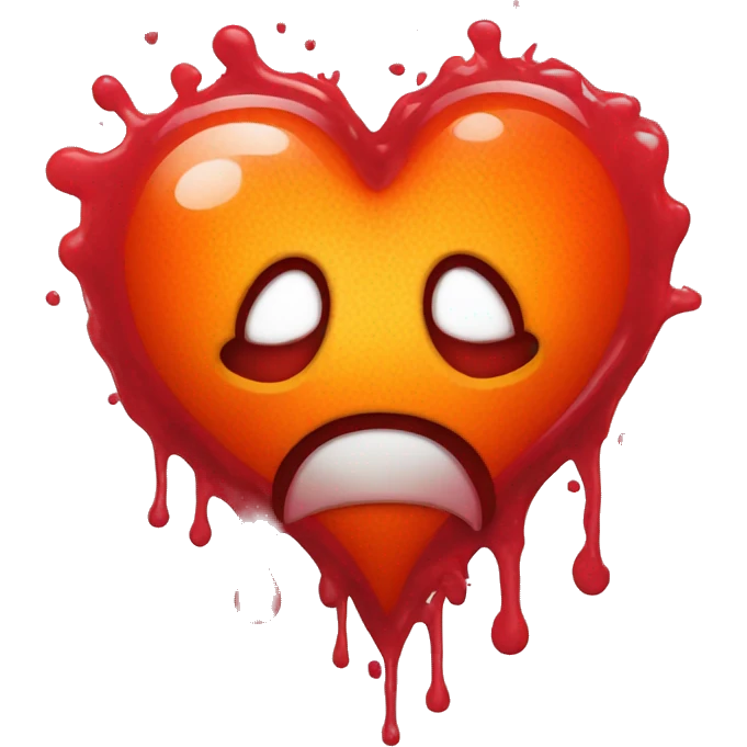bleeding red heart glowing red-orange with splatter emoji