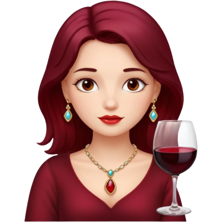dreamy girl with jewelry drinking wine  emoji