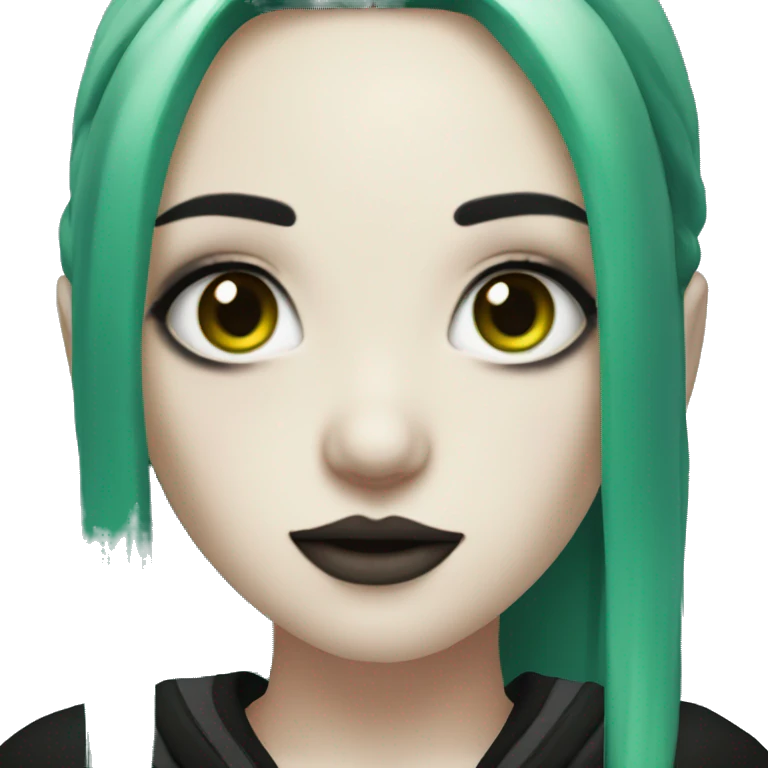 Pale gothic girl with green and black multicolored hair and facial piercings  emoji