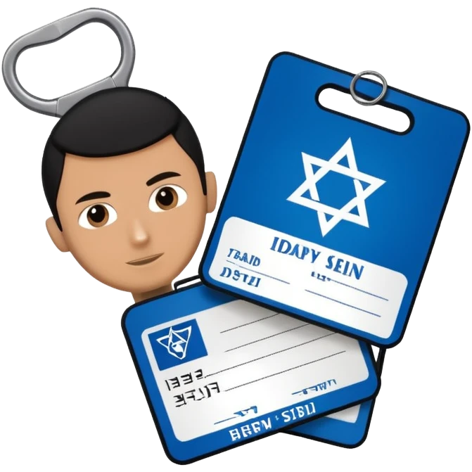 black Scissors cutting an idf soldier ID card in 2 parts .hyper realistic emoji