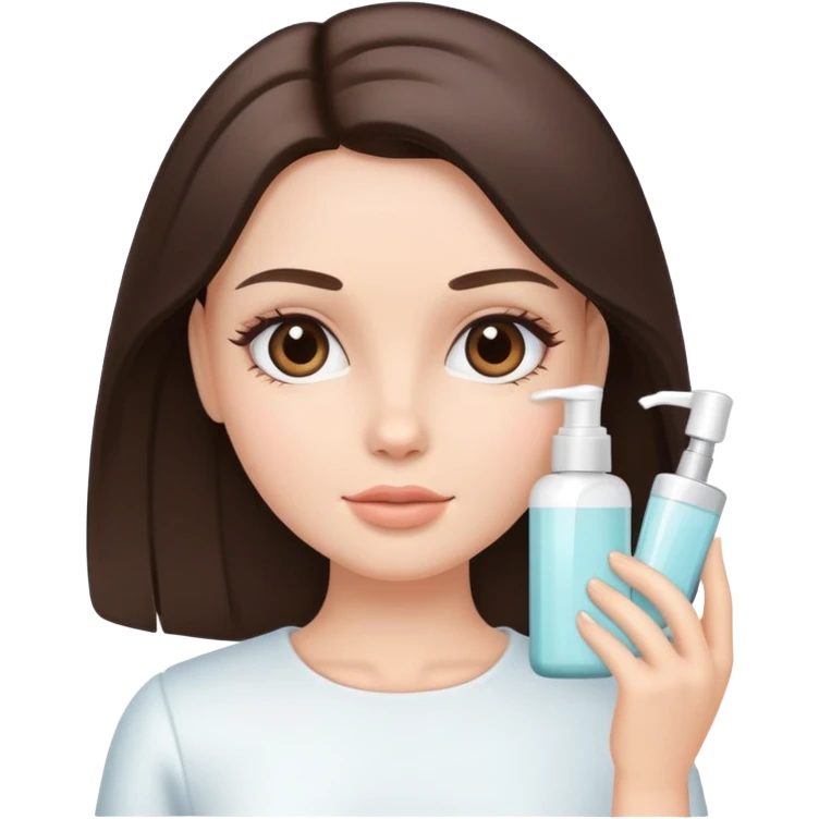 Brunette doll with straight hair doing Skin Care emoji