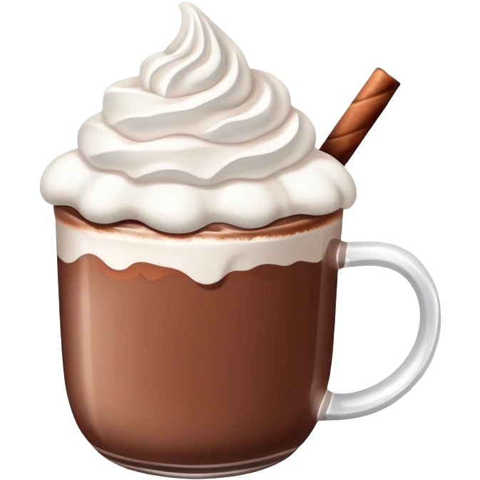 mug of hot chocolate with marshmallows and whipped cream emoji