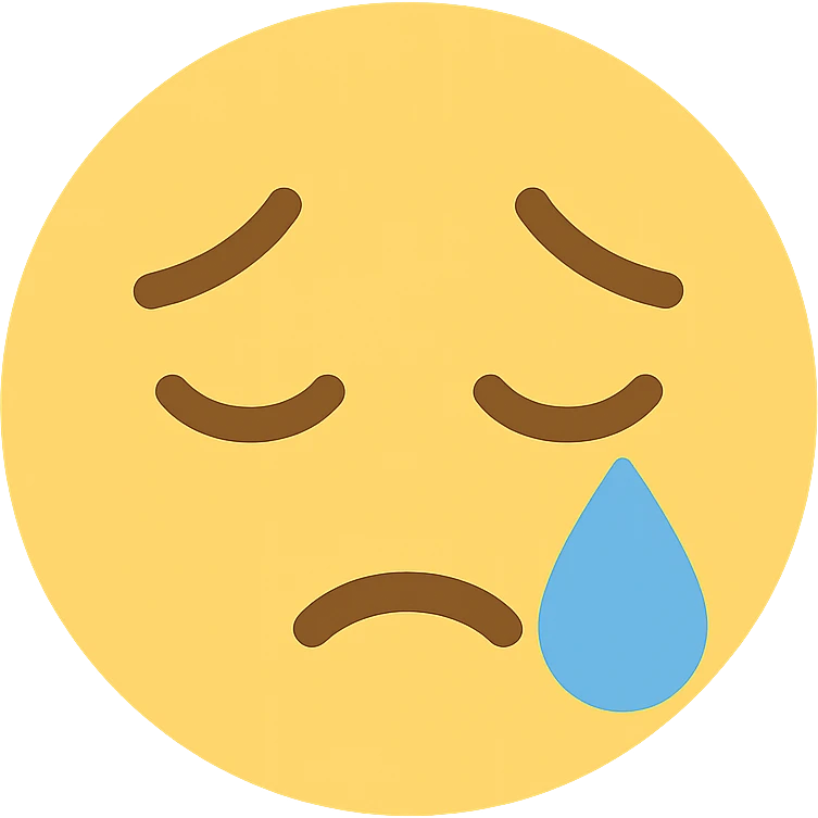 wistful crying face colored icon with single tear and gentle expression emoji