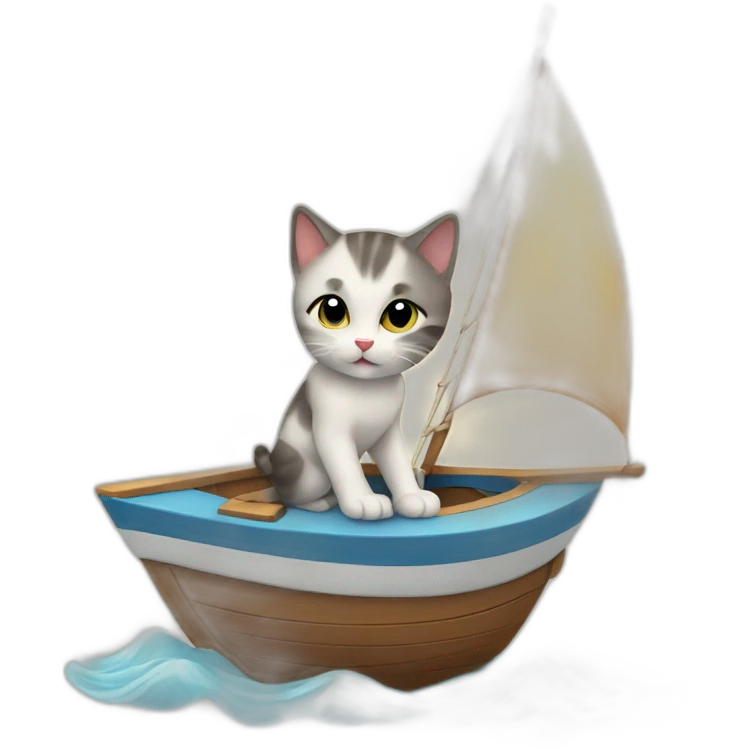 Very cute kitten sailing on a boat emoji