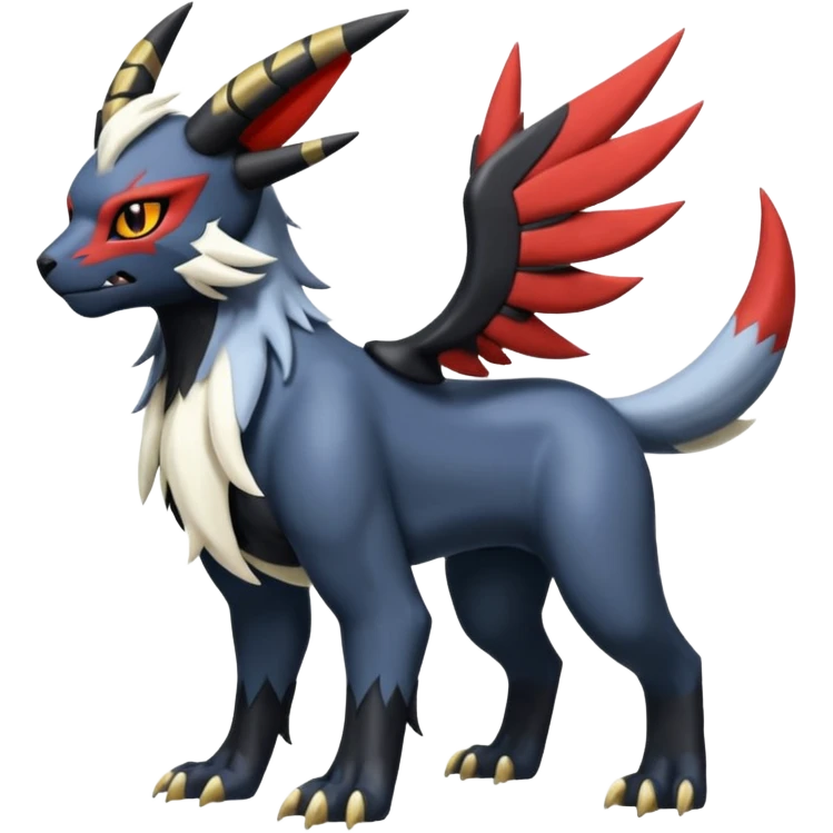 Handsome cool badass edgy Absol-Litten-Umbreon-Giratina-Pokémon-Fakémon-fusion-hybrid-creature, full body emoji