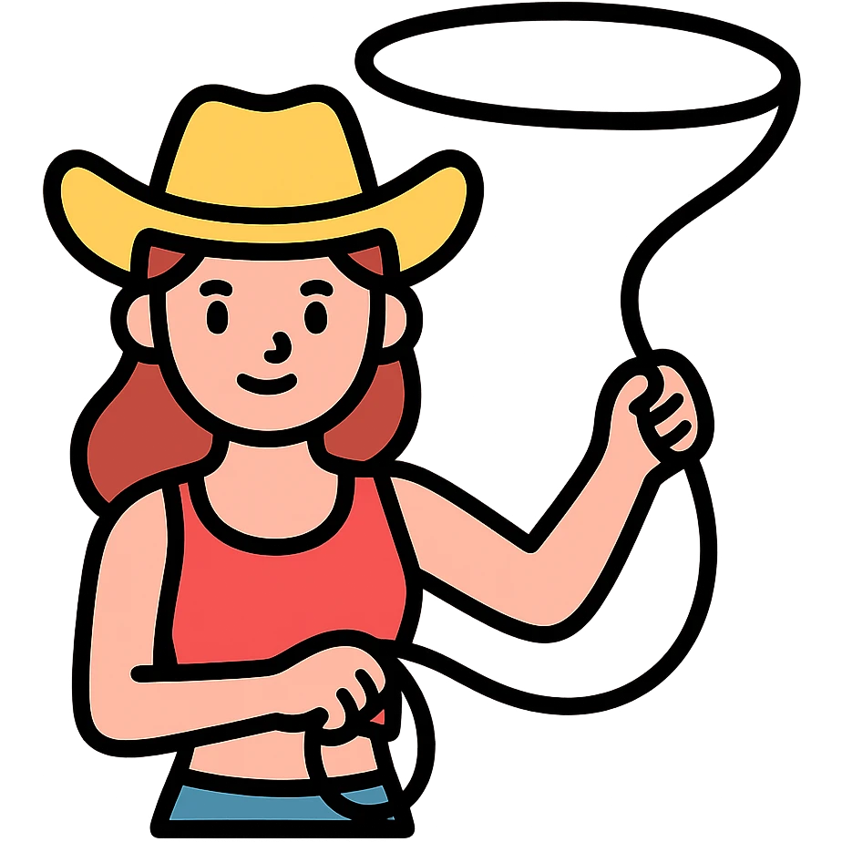 girl in a top up to her belly button twirls a lasso in her hands emoji